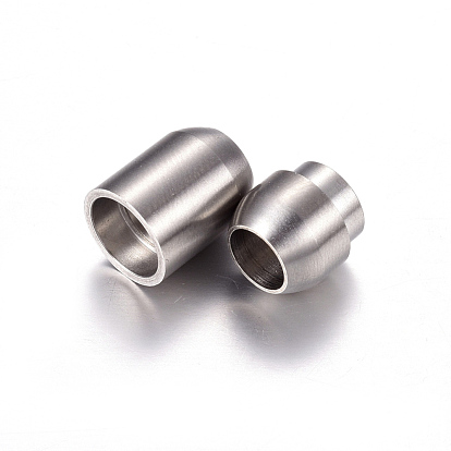 304 Stainless Steel Magnetic Clasps with Glue-in Ends, Matte Surface, Oval