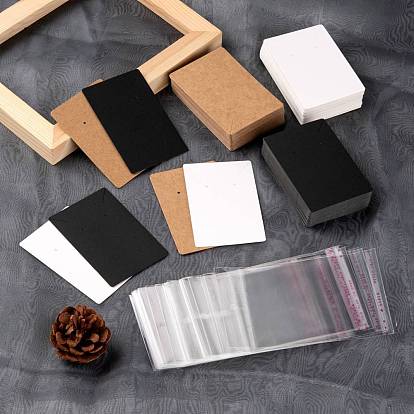 150Pcs 3 Colors Cardboard Display Cards, 150Pcs OPP Cellophane Bags, for Necklace and Earring