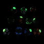 Luminous Glow in the Dark Polymer Clay Pave Rhinestone Round Beads with Resin Flower, Bowknot Beads with Chains Tassel