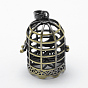 Brass Rack Plating Cage Pendants, For Chime Ball Pendant Necklaces Making, Lead Free & Cadmium Free, Birdcage