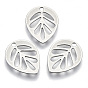 201 Stainless Steel Charms, Laser Cut, Hollow, Leaf