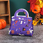 Bolsas de regalo de tela no tejida con tema de halloween con asa, bolsas de dulces, trapezoide con patrón de calabaza/fantasma/escoba