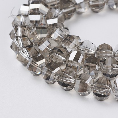 Abalorios de vidrio electrochapa, facetados, Rondana plana, lustre de la perla chapado