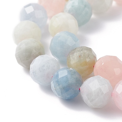 Natural Morganite Beads Strands, Faceted, Round