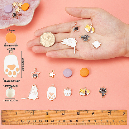 Sunnyclue 84 kits de fabrication de boucles d'oreilles sur le thème chat bricolage, y compris les maillons et pendentifs en alliage, perles acryliques et bois, anneaux de liaison et crochets de boucles d'oreilles