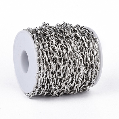 304 Stainless Steel Dapped Cable Chains, Unwelded, with Spool