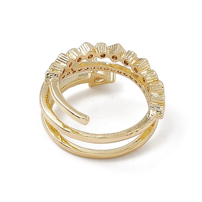 Открытое кольцо-манжета со стрелой из прозрачного кубического циркония, стеллаж для латунных украшений для женщин, без кадмия и без свинца