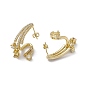 Cubic Zirconia Twist with Glass Rectangle Dangle Stud Earrings, Rack Plating Brass Jewelry for Women, Cadmium Free & Nickel Free & Lead Free