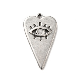 304 Stainless Steel Pendant Cabochon Settings, Heart with Evil Eye