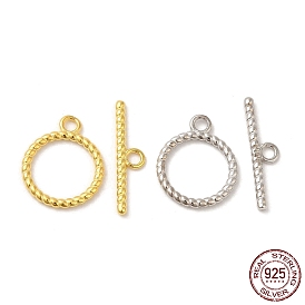 925 Sterling Silver Toggle Clasps, Twist Ring