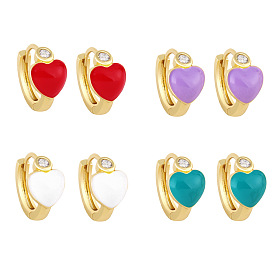 Minimalist Heart-shaped Oil Drop Diamond Stud Earrings for Women