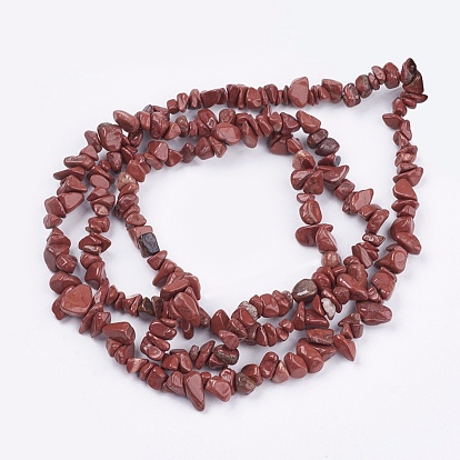 Jaspe rouge naturel brins de perles, puce, 4~10x4~6x2~4mm, Trou: 1mm, Environ 210 pcs/chapelet, 35.4 pouce