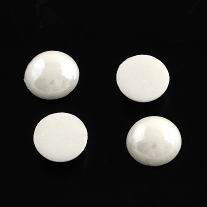 Pearlized Plated Opaque Glass Cabochons, Half Round/Dome