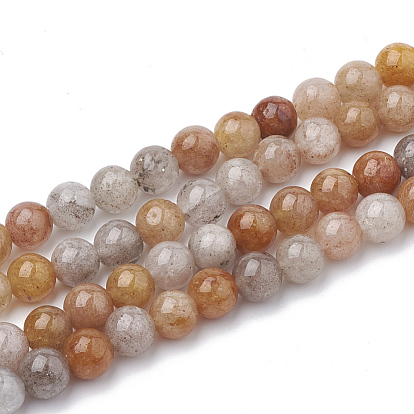 Natural Rutilated Quartz Beads Strands, Dyed, Round