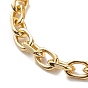 Brass Cable Chain Bracelet with Clear Cubic Zirconia Locking Carabiner for Men Women