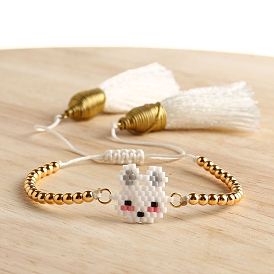 Minimalist Miyuki Handmade White Rabbit Bracelet for Women - Cute Animal Jewelry