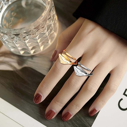 925 anillo de puño abierto triangular de plata esterlina para hombres y mujeres