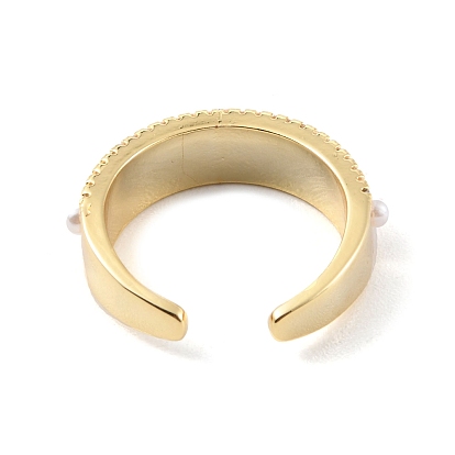 Открытое кольцо-манжета из пластикового жемчуга с прозрачным кубическим цирконием, стеллаж для латунных украшений для женщин, без кадмия и без свинца
