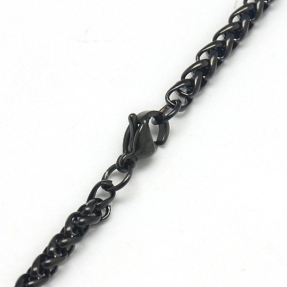 Trendy Men's 201 Stainless Steel Wheat Chain Necklaces, with Lobster Claw Clasps