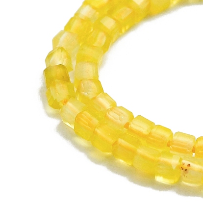 Natural Yellow Agate Bead Strands, Faceted, Cube