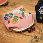 DIY Kiss Lock Coin Purse Embroidery Kit, Including Embroidered Fabric, Embroidery Needles & Thread, Metal Purse Handle, Flower/Mountain/Girl Pattern