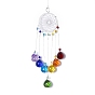 Crystals Chandelier Suncatchers Prisms Chakra Hanging Pendant, with Iron Cable Chains & Links, Glass Beads and Rhinestone, Flower