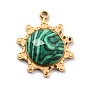 Natural Gemstone Pendants, with Ion Plating(IP) 304 Stainless Steel Findings, Real 24K Gold Plated, Faceted, Sun