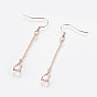 Brass Earring Hooks, Ear Wire, with Ice Pick Pinch Bails and Twisted Chains, Long-Lasting Plated, Lead Free & Cadmium Free