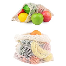 Bolsas de almacenamiento de algodón rectangulares, bolsas con cordón con extremos de cordón de plástico