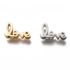 304 Stainless Steel Slide Charms, for Valentine's Day, Word Love