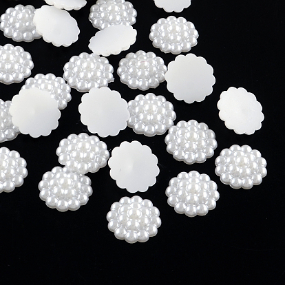 ABS Plastic Imitation Pearl Cabochons, Flower, 13x4mm, about 1000pcs/bag
