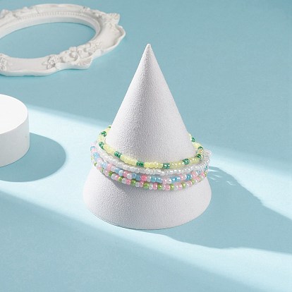 4 pcs 4 ensemble de bracelets extensibles en perles de rocaille de verre de couleur pour femmes