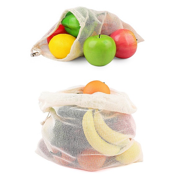 Rectangle Cotton Storage Pouches, Drawstring Bags with Plastic Cord Ends