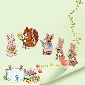 Apliques de conejo/ardilla, parches de tela bordados, pegar en parche, accesorios de vestuario