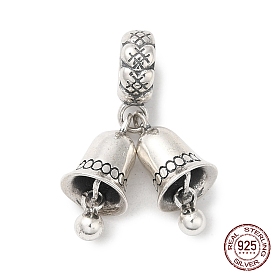 Thailand 925 Sterling Silver European Dangle Charms, Bell Pendants