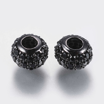Micro en laiton pavent des perles cubes de zircone, rondelle, noir