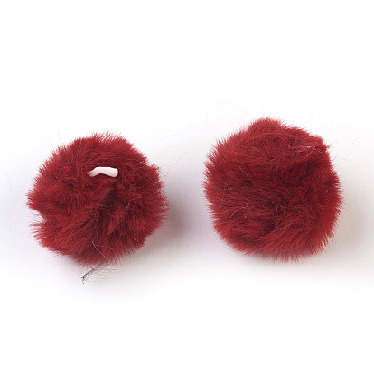 Handmade Faux Rabbit Fur Pom Pom Ball Covered Pendants, Fuzzy Bunny Hair Balls, with Elastic Fiber