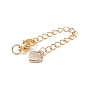 304 Stainless Steel Chain Extenders with Heart Alloy Enamel Charm, with Lobster Claw Clasps, Golden