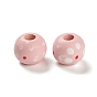 Spray Painted Natural Maple Wood Beads, Polka Dot Round