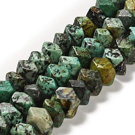 Natural African Turquoise(Jasper) Beads Strands, Faceted, Nuggets