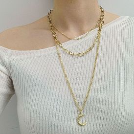 Bohemian Layered Minimalist Moon Necklace for Women Sweater Chain