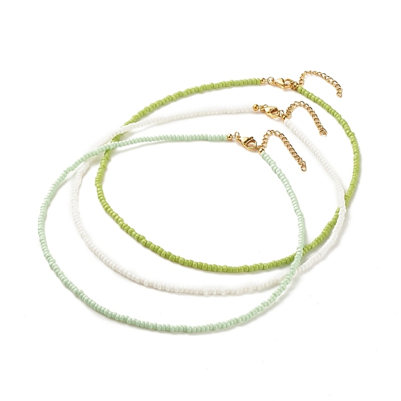 3 Ensemble de colliers de perles de rocaille en verre, collier empilable pour femme