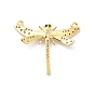 Brass Pave Clear & Jet Cubic Zirconia Connector Charms, Dragonfly Link, Long-Lasting Plated, Cadmium Free & Nickel Free & Lead Free