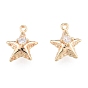 Brass Pave Clear Cubic Zirconia Charms, Cadmium Free & Nickel Free & Lead Free, Star