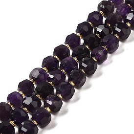 Natural Amethyst Beads Strands, with Seed Beads, Faceted Rondelle