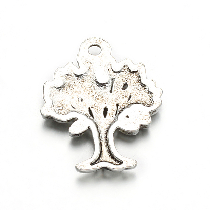 Tree of Life Tibetan Style Alloy Pendants, Cadmium Free & Lead Free, 22x17x2.5mm, Hole: 2mm