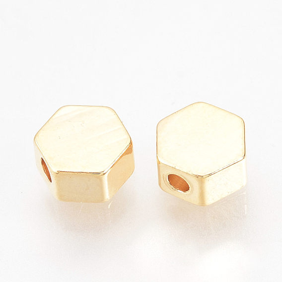 Laiton perles d'entretoise, sans nickel, réel 18 k plaqué or, hexagone