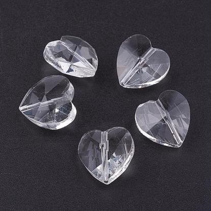 Perlas de vidrio transparentes, facetados, corazón