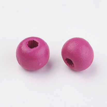 Natural Wood Beads, Dyed, Round