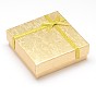 Square Cardboard Jewelry Boxes, with Sponge Inside and Satin Ribbon Bowknot, 9.1x9x3cm